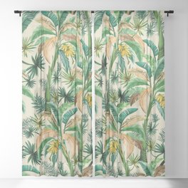Palm trees, Hollywood regency, palm life green, tropical Sheer Curtain