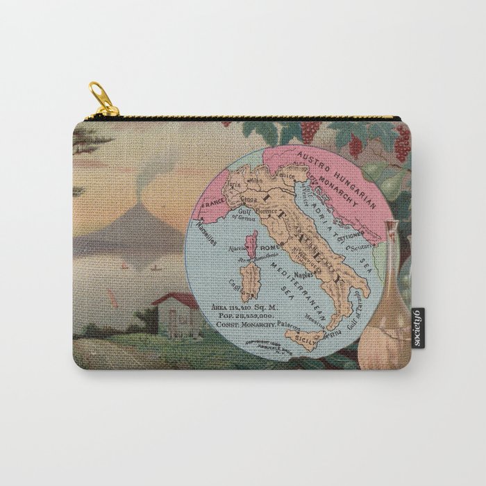 Vintage Map of Italy with Illustrations (1890) Carry-All Pouch