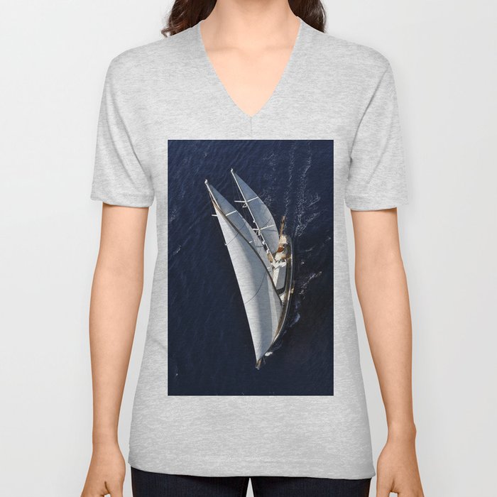 aerial photograph of luxury sailboat V Neck T Shirt