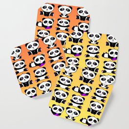 Panda Pattern Coaster | Yellow, Sleepy, Pattern, Kids, Baby, Sunset, Orange, Digital, Painting, Red 
