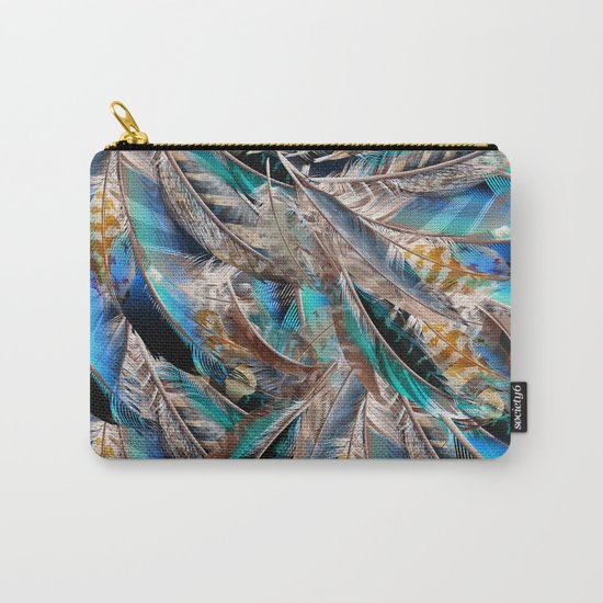 Fashion pattern with blue feathers. Trendy design Carry-All Pouch