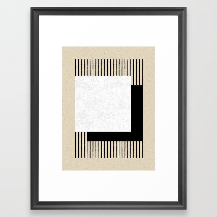 Square B&W Stripes Framed Art Print