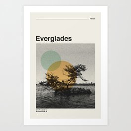 Mid Century Modern Travel Poster, Everglades National Park Art Print