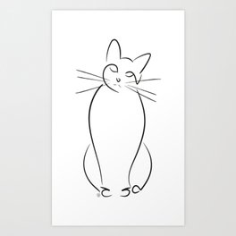 Gazing Cat - Line Art Cat Art Print
