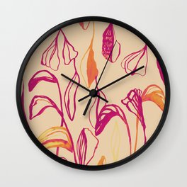 Magic Garden Wall Clock | Pattern, Acuarela, Painting, Pinkandorange, Watercolor, Patron, Orange, Pink, Print, Naranja 