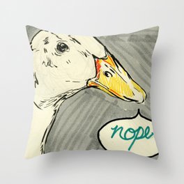 the nope duck Throw Pillow