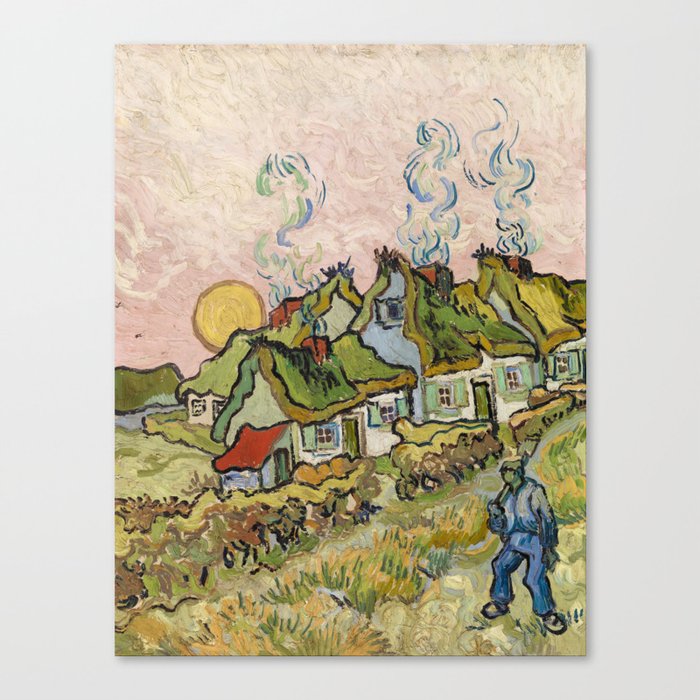 Houses and Figure by Vincent van Gogh Canvas Print