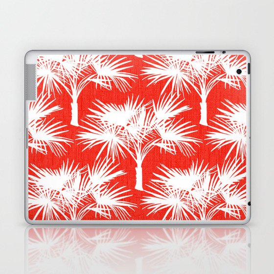 70’s Palm Springs Trees White on Red Laptop & iPad Skin