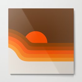 Golden Dipper Metal Print | 70Ssun, Orange, Abstractlandscape, Desertvibes, 70Sstripes, Abstractsunset, Orangestripes, Horizon, Graphicdesign, Abstract 