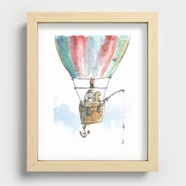 "Brothers in Paws" (2 Dogs, 1 balloon, 1000 clouds) Recessed Framed Print