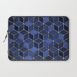 Shades Of Blue & Silver Cubes Pattern Laptop Sleeve