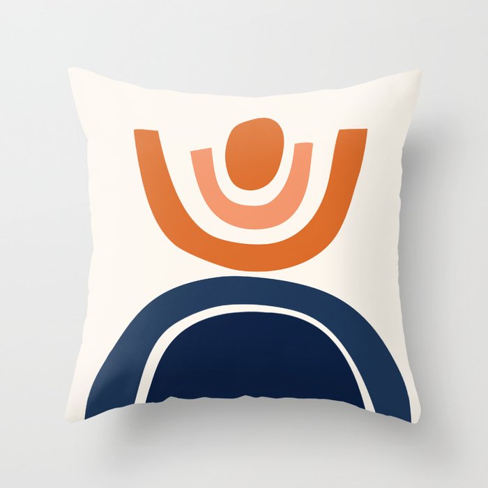 Abstract Shapes 23  Orange and Navy Blue Throw Pillow