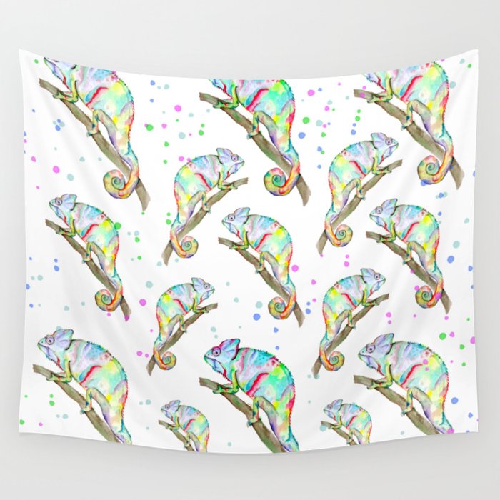 Chameleon watercolor Wall Tapestry