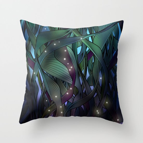 Nocturne with Fireflies Throw Pillow
