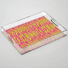 Neon Pink Green Tiger Pattern Acrylic Tray