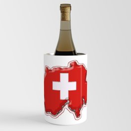 Switzerland Map with Swiss Flag Wine Chiller