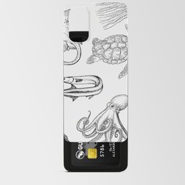 Marine Life Black and White Pattern Aquatic Android Card Case