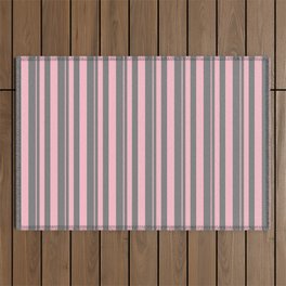 [ Thumbnail: Pink & Gray Colored Lines Pattern Outdoor Rug ]