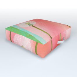 Pink Dandelion Puffs Outdoor Floor Cushion