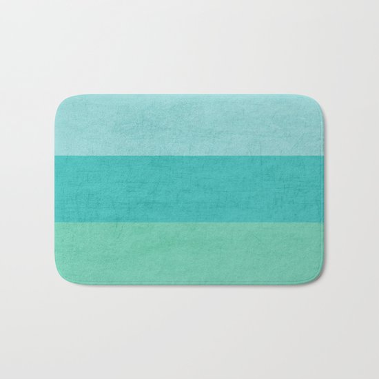 three stripes - teal Bath Mat