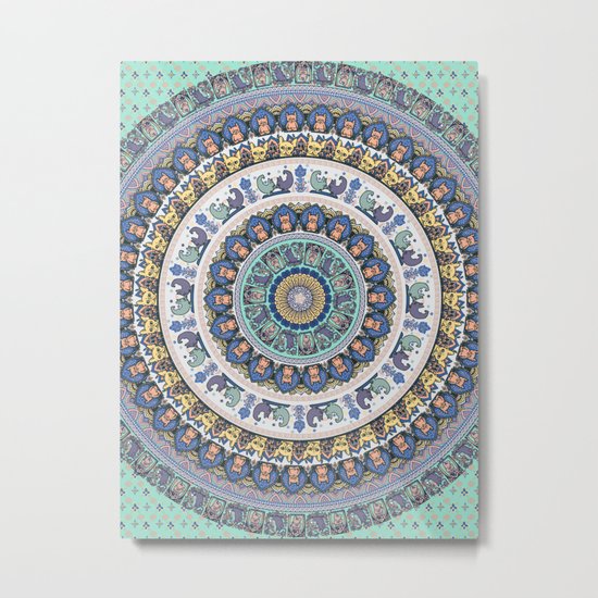 Frenchie Yoga Medallion Metal Print