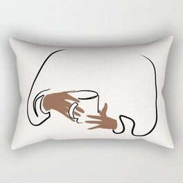 Tea Time Brown Skin Girl (brush line) Rectangular Pillow