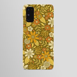1970s Retro Flowers Pattern in Yellow, Orange & Olive Green Android Case