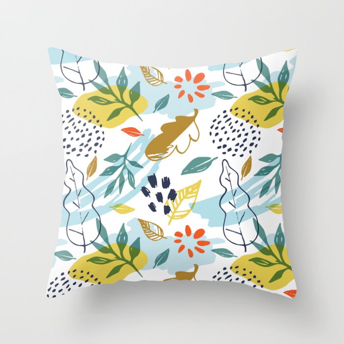 Watercolor Fall Leaves Abstract Throw Pillow