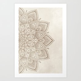 Beige Taupe Boho Mandala Abstract Flower Graphic Design #640b Art Print