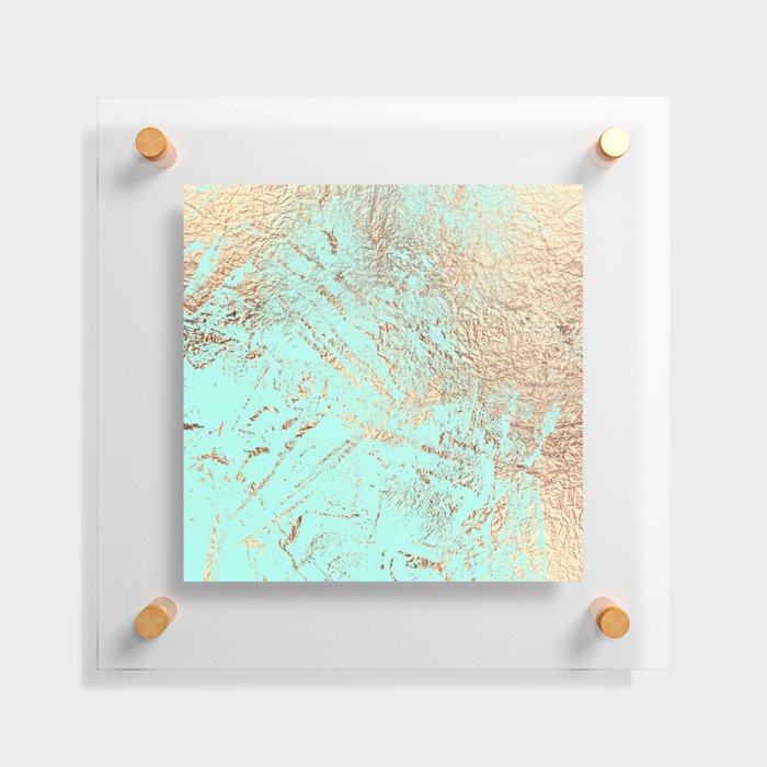 Elegant Abstract Mint Green Gold Foil Pattern Floating Acrylic Print