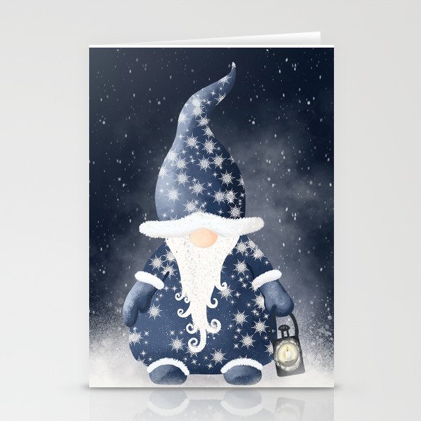 Winter Night Nordic Gnome Stationery Cards