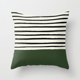 Forest Green x Stripes Throw Pillow