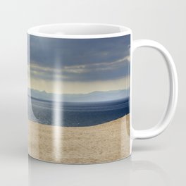 Sand dune, Meditarranean sea and African mountains. Coffee Mug