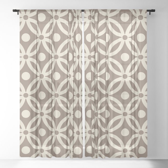 Pretty Intertwined Ring and Dot Pattern 640 Beige Sheer Curtain