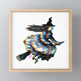 Glitchy witch | Witch with glitch effect Framed Mini Art Print