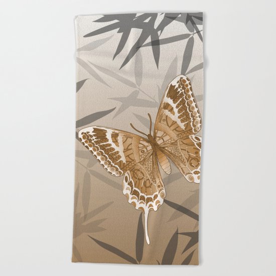 Beautiful Copper Butterfly Design Beach Towel