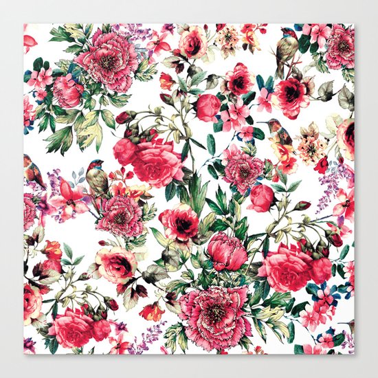Flowers & Birds III Canvas Print