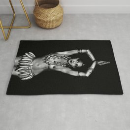 Jazz Age Josephine Baker in Folies Bergère Bananas Costume black and white photography Rug