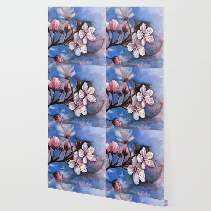Cherry Blossoms Watercolor Spring Flowers Wallpaper By Olechka