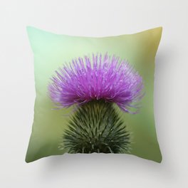 Bright Purple and Green Thistle Throw Pillow