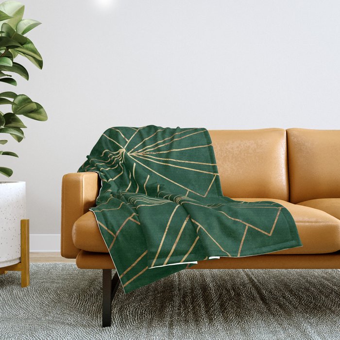 Art Deco in Emerald Green - Large Scale Throw Blanket