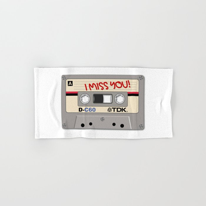 Vintage Audio Tape Tdk I Miss You Hand Bath Towel By