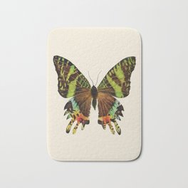 Madagascan Sunset Moth Watercolor Vintage Butterfly  Bath Mat