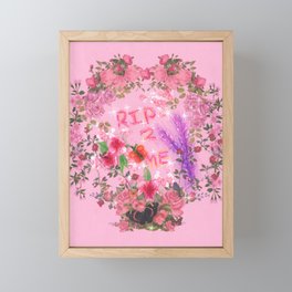 RIP 2 ME - Glitchy Floral Wreath Drawing Framed Mini Art Print