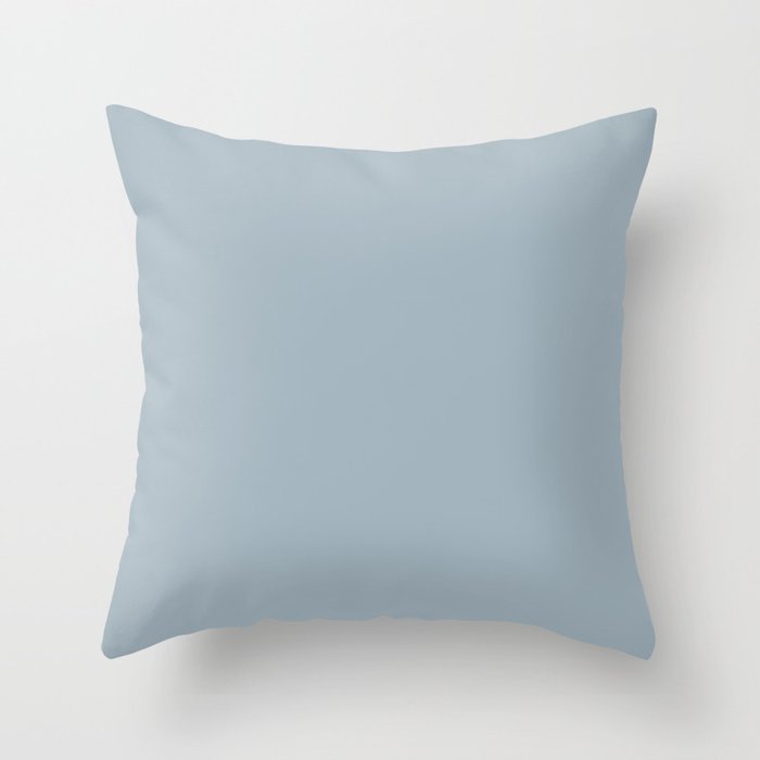 Medium Blue Gray Solid Color - Cool Neutral Earth Tone Shade Single Hue Throw Pillow