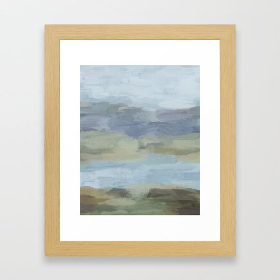 Sky Gray Blue Sage Green Abstract Wall Art Painting Art Lake