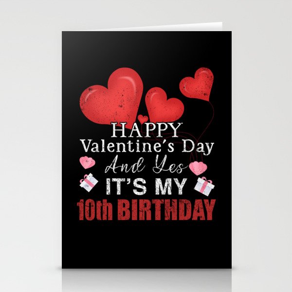 10th Birth Heart Day Happy Valentines Day Stationery Cards