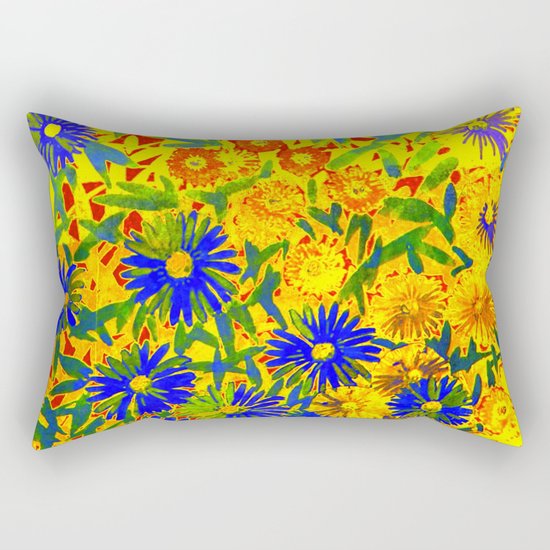 blue flowers by a sunny day Rectangular Pillow