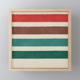 Blanket Stripe - vintage teal, green, brown, and red Framed Mini Art Print