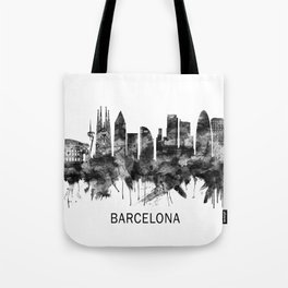 Barcelona Spain Skyline BW Tote Bag